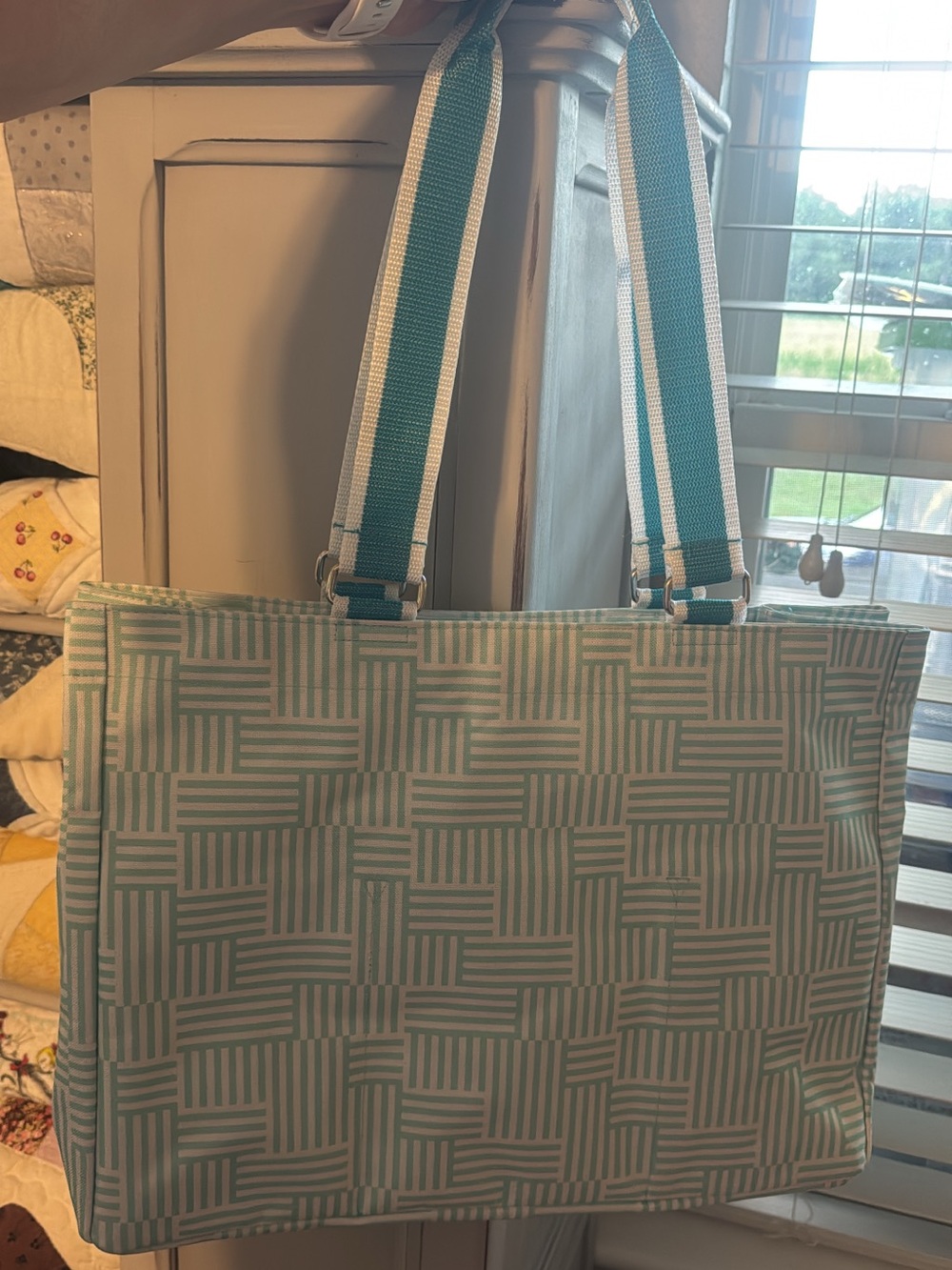 Thirty-One Blue and White Tote with Handles